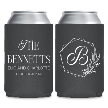 Monogram Can Coolers Favors