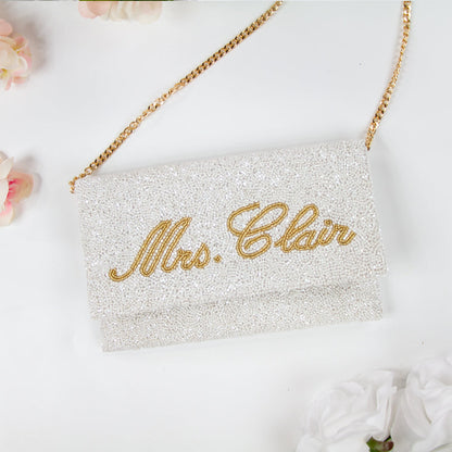 White Bride Purse, Customized Bridal Purse