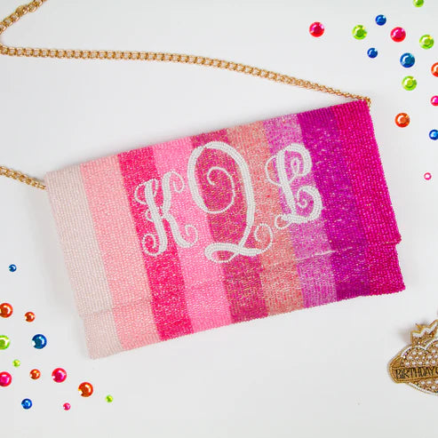 Personalized Seed Beed Clutch Purse for Brides (LHFC)