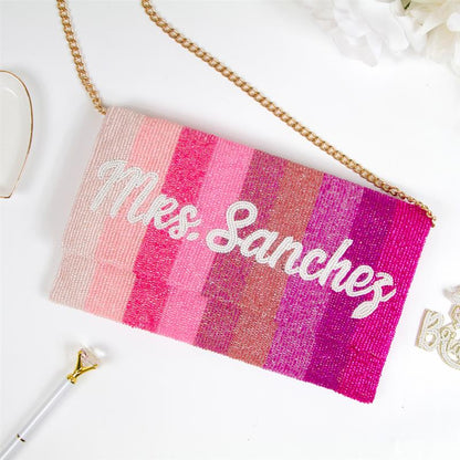 Rainbow Beaded Bridal Clutch