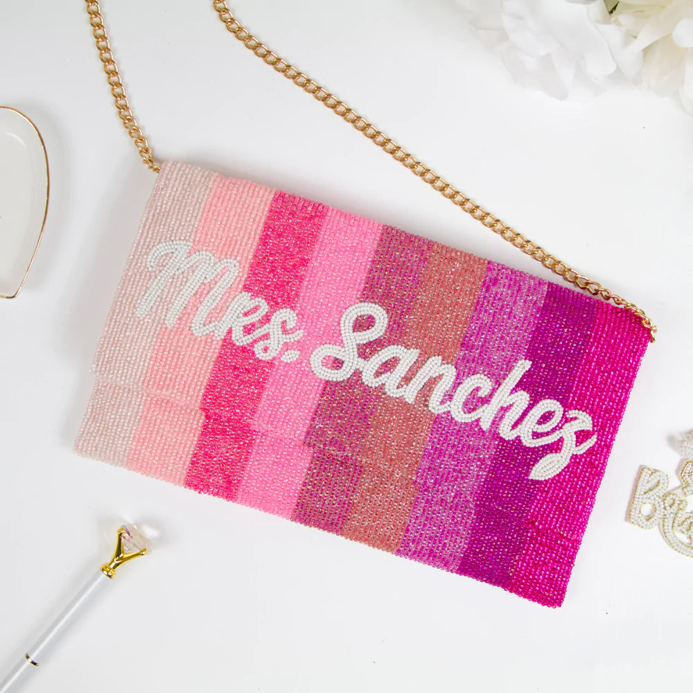 Personalized Pink Ombre Clutch Bag