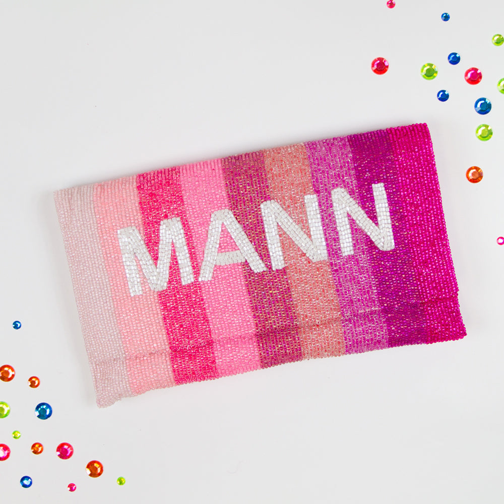 Chic Bridal Clutch: Personalized Seed Bead Clutch Purse for Brides, measuring 9 1/2″ wide x 5″ tall. Handcrafted with a velvet interior, this clutch offers both style and functionality for brides. Every handmade clutch is uniquely designed, making it an exquisite accessory for the special day.