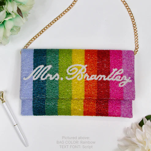 Personalized Seed Bead Clutch Purse for Brides (LHFC)