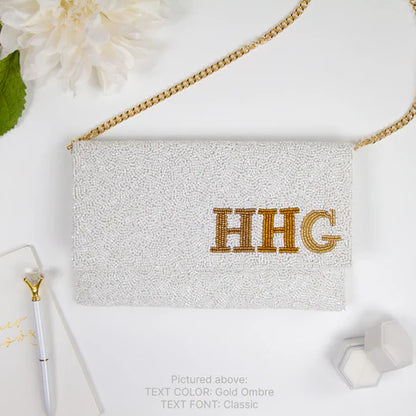 Personalized Seed Beed Clutch Purse for Brides (LHFC)