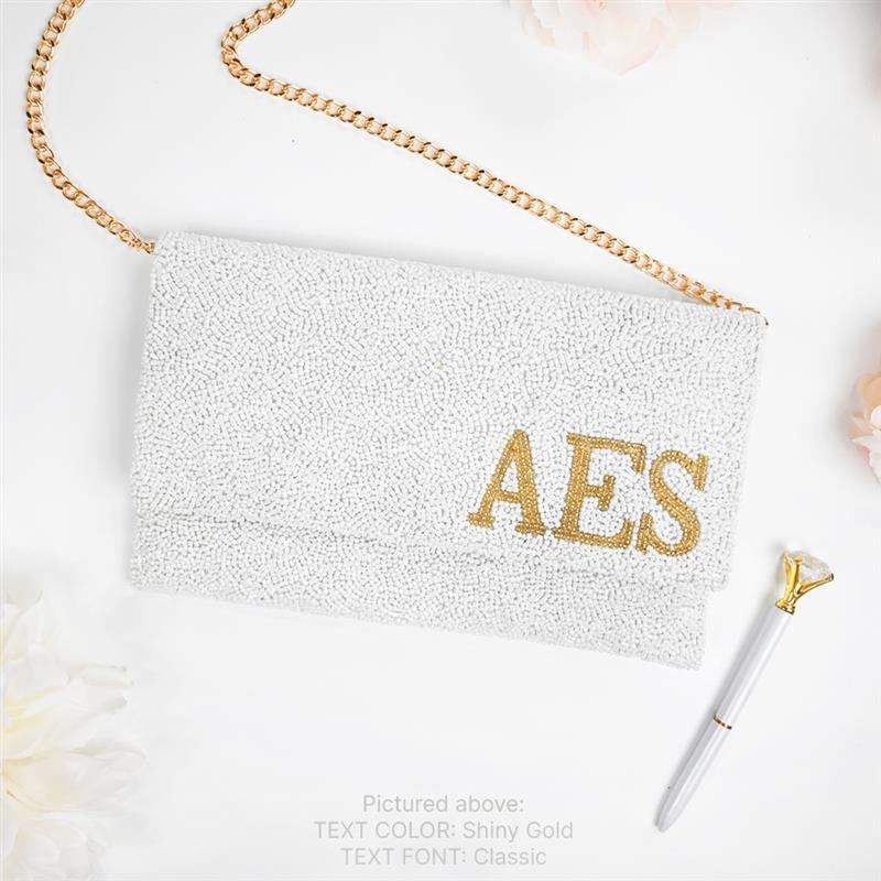 Monogram Beaded Clutch For Bride and Bridesmaids