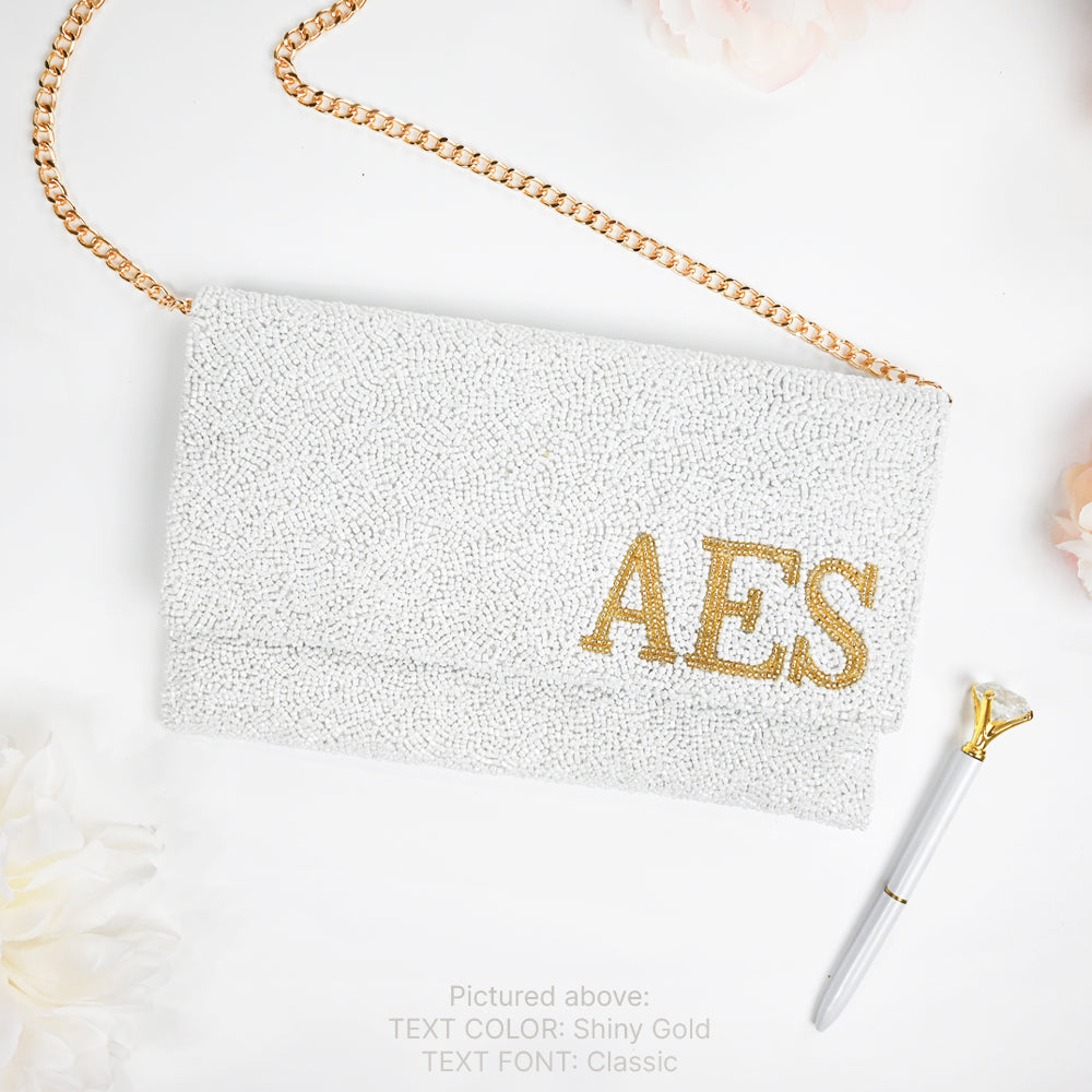 Monogram Beaded Clutch For Bride and Bridesmaids