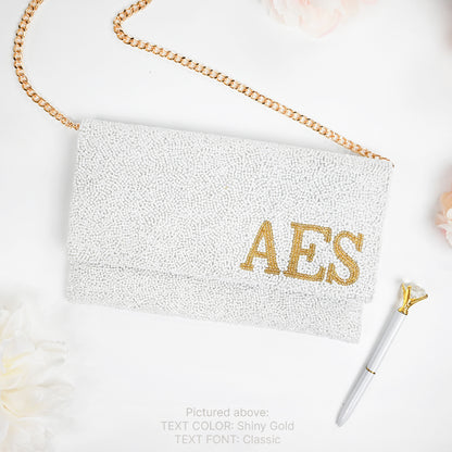 Monogram Beaded Clutch For Bride and Bridesmaids