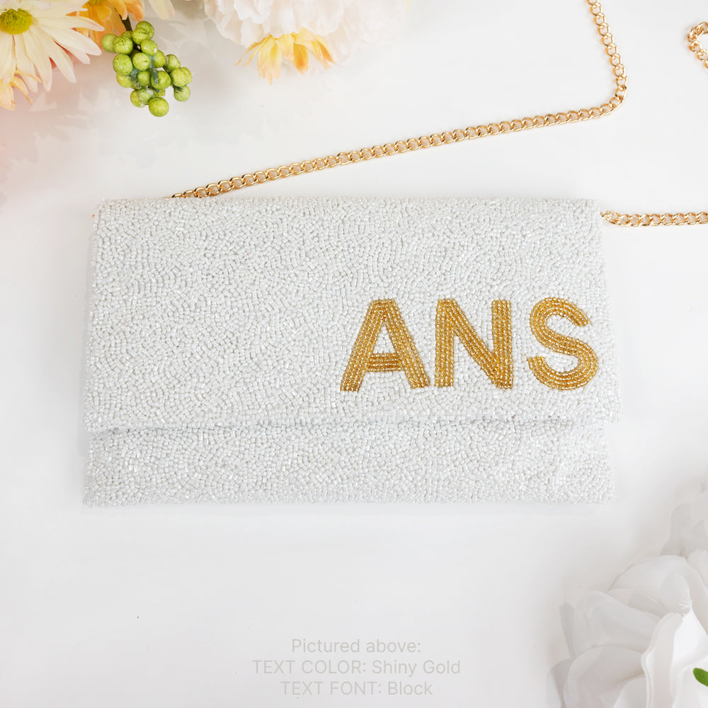 Monogram Beaded Clutch For Bride and Bridesmaids