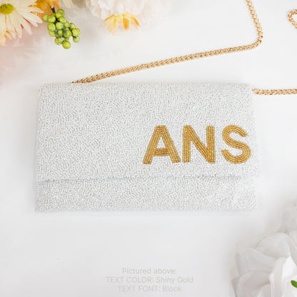 Monogram Beaded Clutch For Bride and Bridesmaids