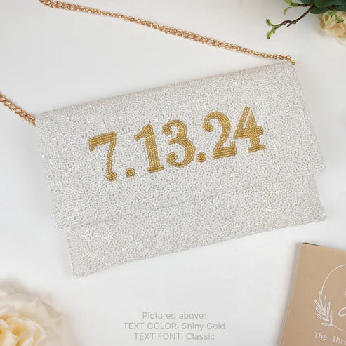 Personalized Seed Bead Clutch Purse for Brides (LHFC)