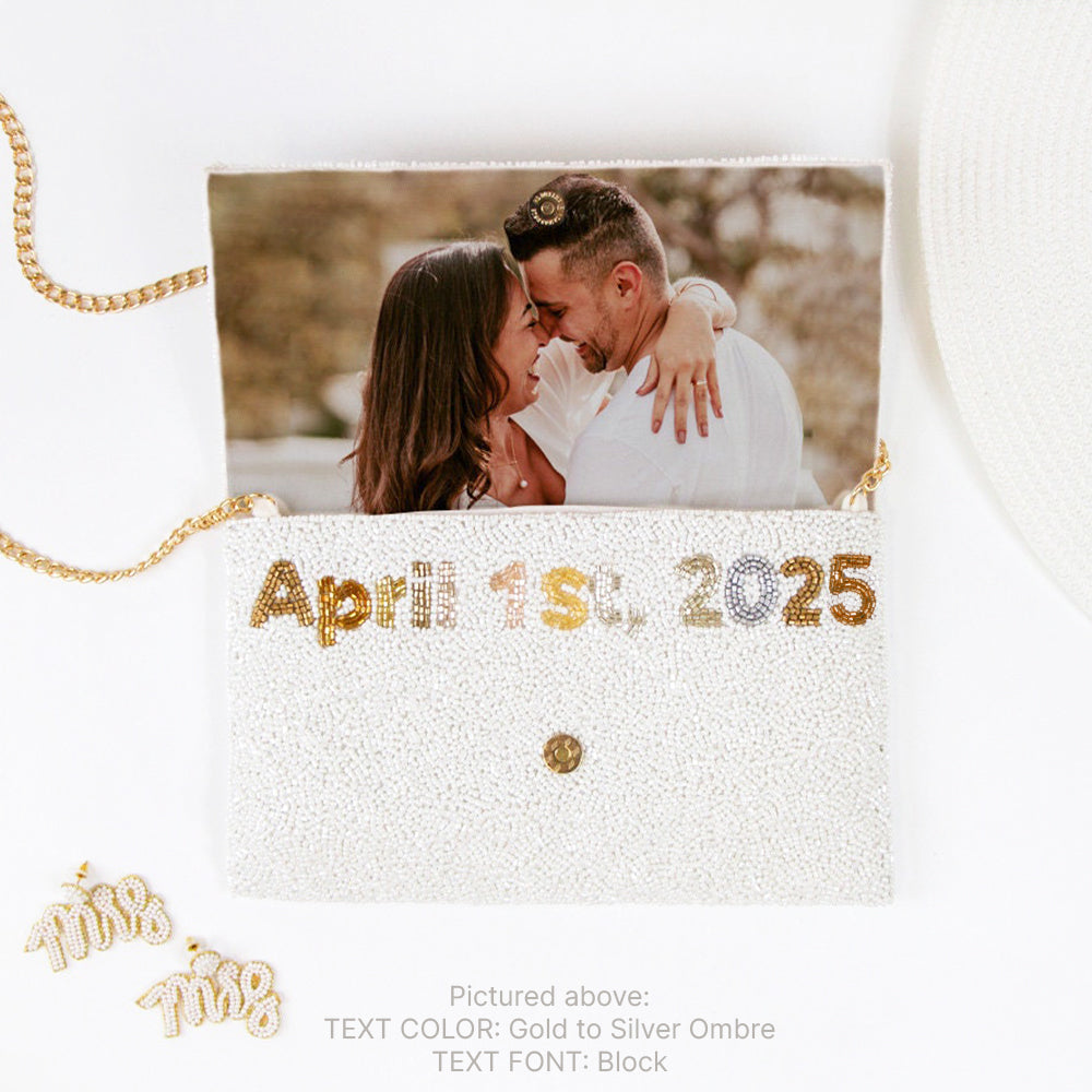 Monogram Beaded Clutch For Bride and Bridesmaids