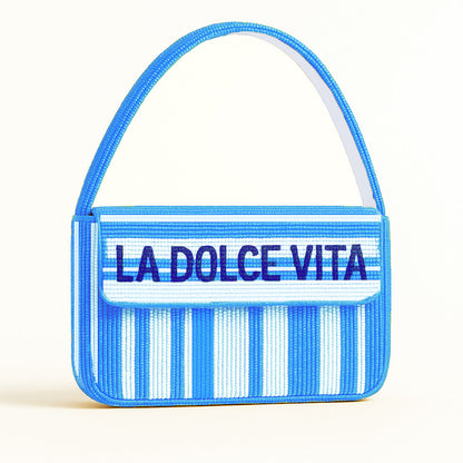 Blue La Dolce Vita Beaded Bag