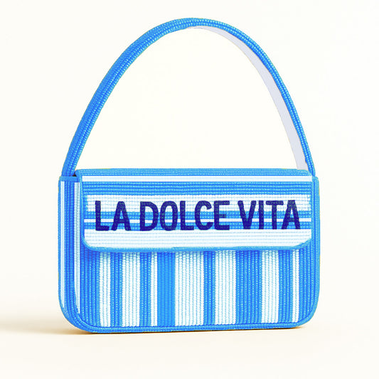 Blue La Dolce Vita Beaded Bag