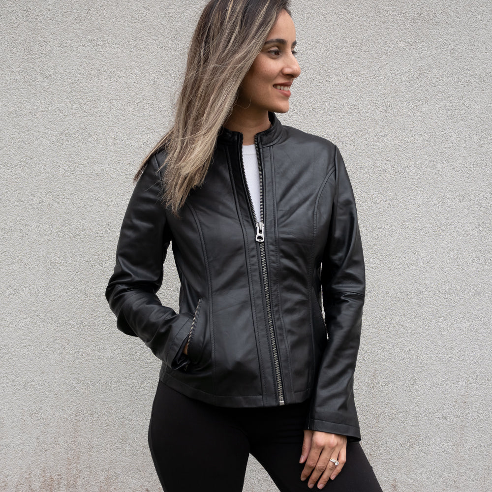 (Real Leather) Classic Women's Leather Jacket