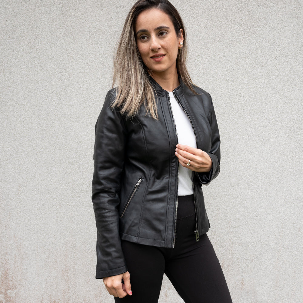 (Real Leather) Classic Women's Leather Jacket