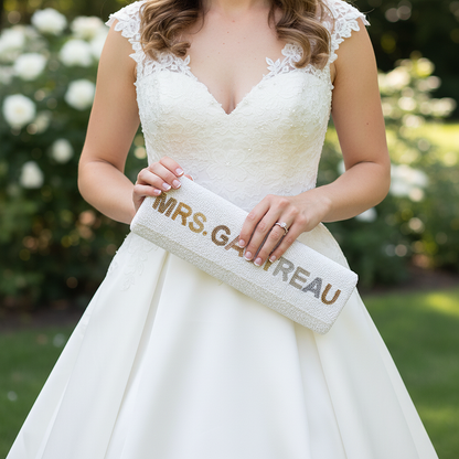 Fully Beaded Rectangular Clutch for Bride