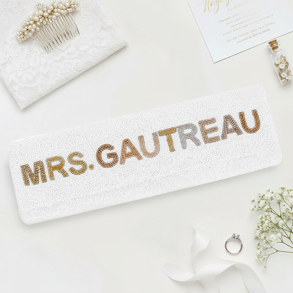 Fully Beaded Rectangular Clutch for Bride