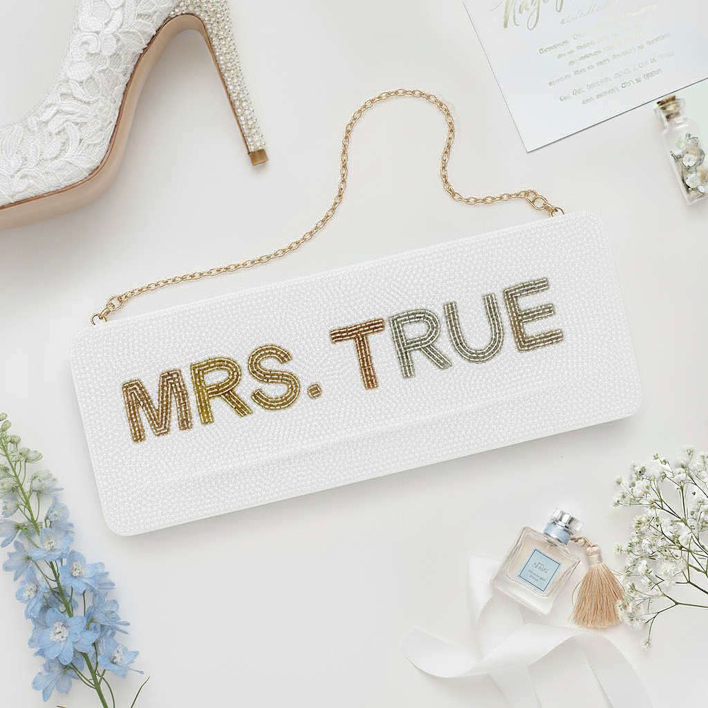 Fully Beaded Rectangular Clutch for Bride