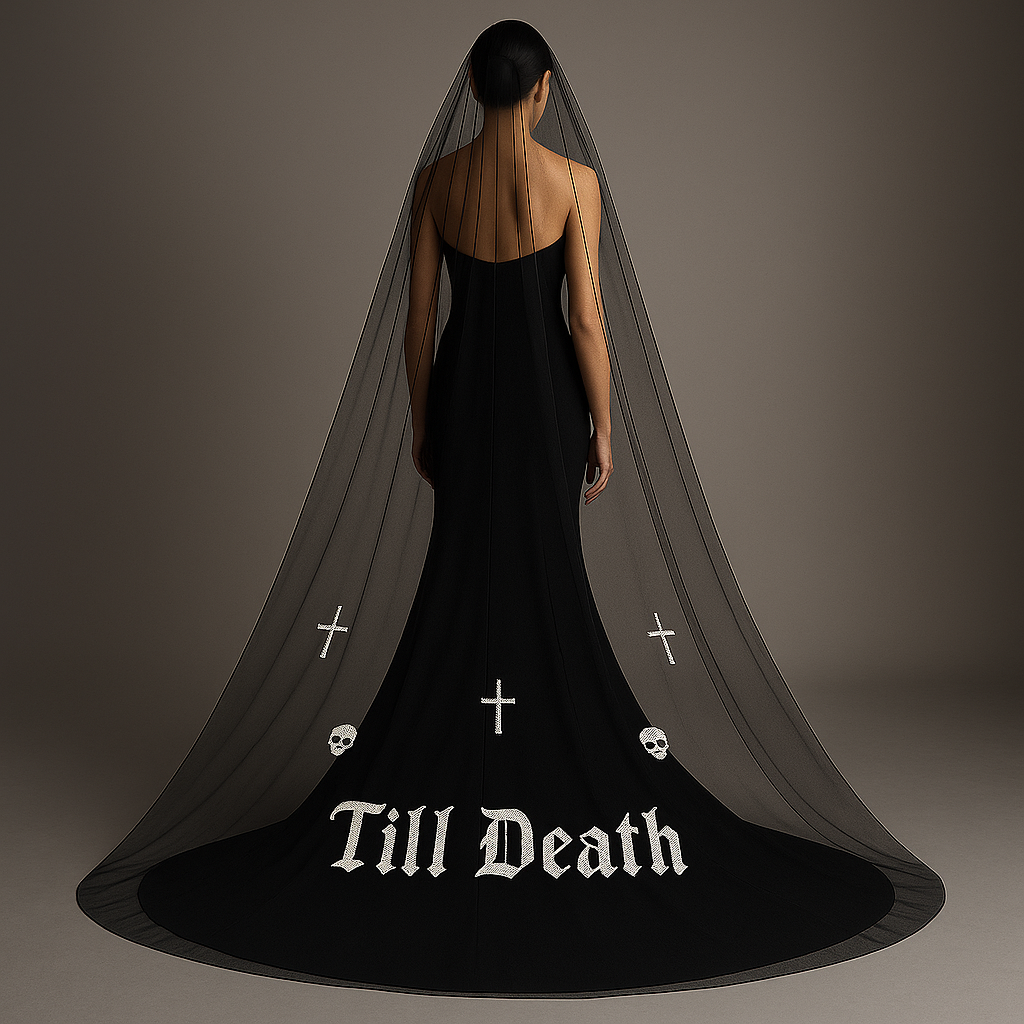 Custom Beaded Black Veil