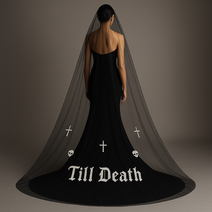 Custom Beaded Black Veil