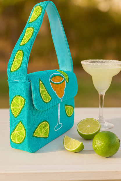 Beaded Lime Shoulder Bag