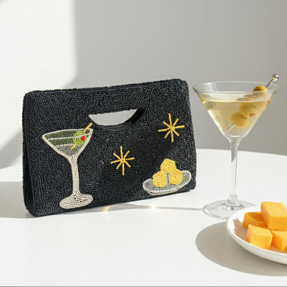 Martini and Cheese Cubes Beaded Clutch