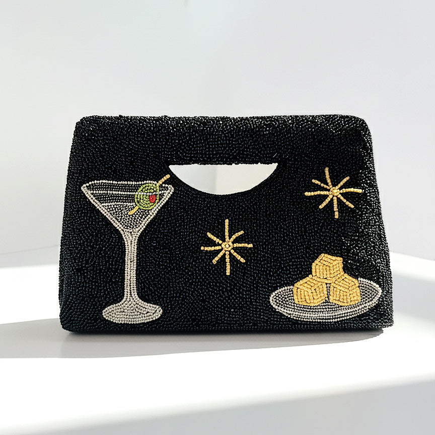Martini and Cheese Cubes Beaded Clutch