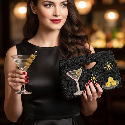 Martini and Cheese Cubes Beaded Clutch