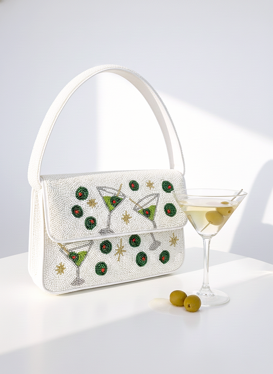 Olive Martini Beaded Shoulder Bag