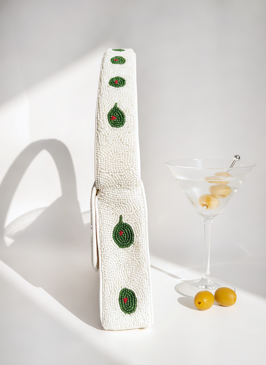 Olive Martini Beaded Shoulder Bag