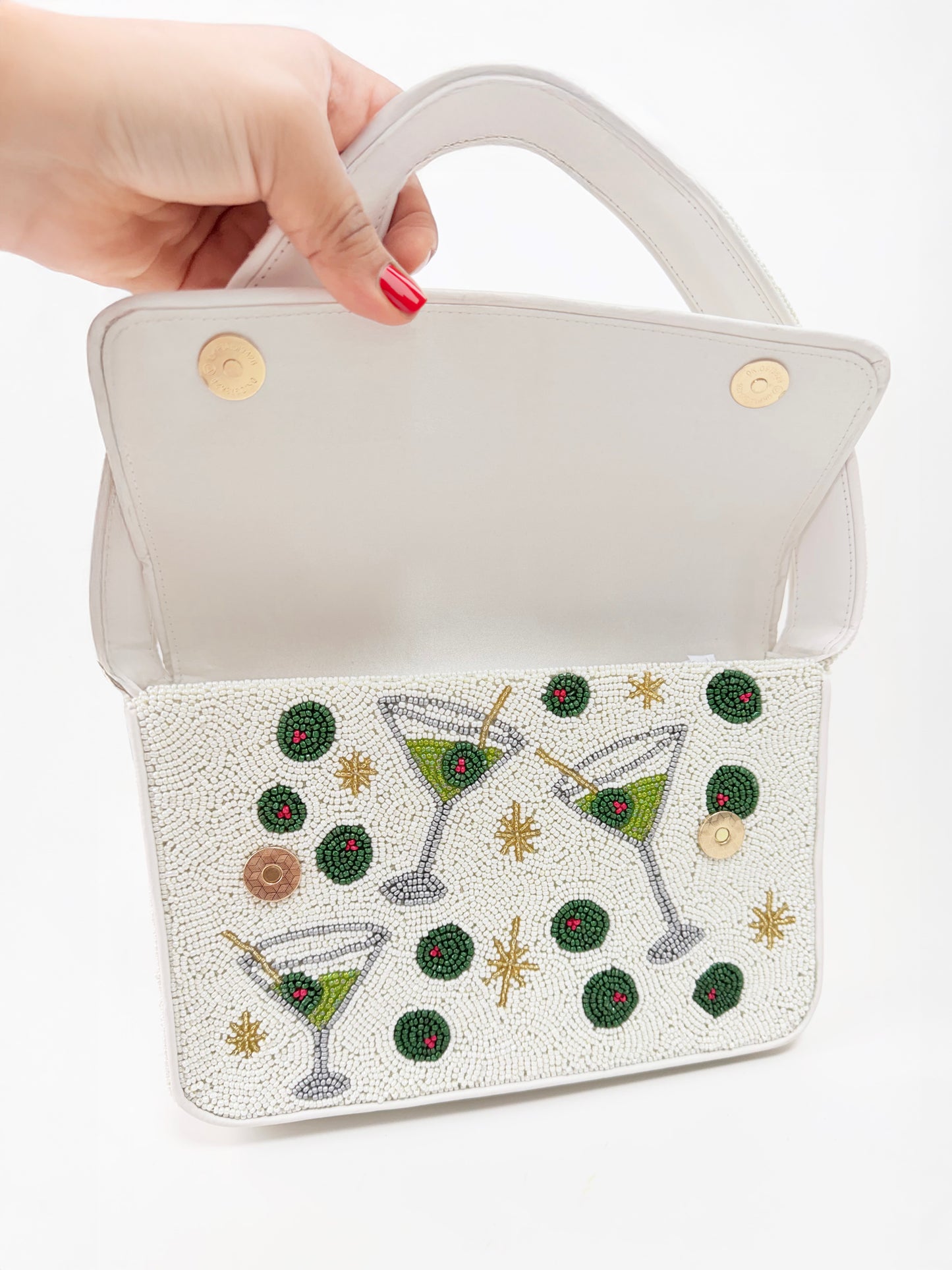 Olive Martini Beaded Shoulder Bag