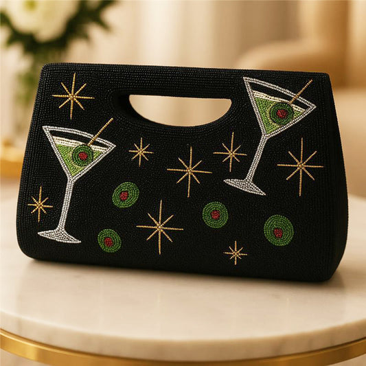 Martini Glass Beaded Clutch