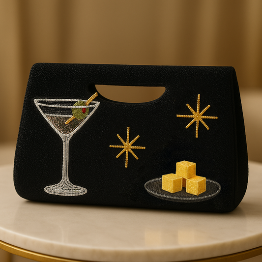 Martini and Cheese Cubes Beaded Clutch