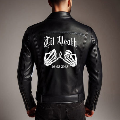 (Real Leather) Skeleton Hand Till Death Leather Jacket