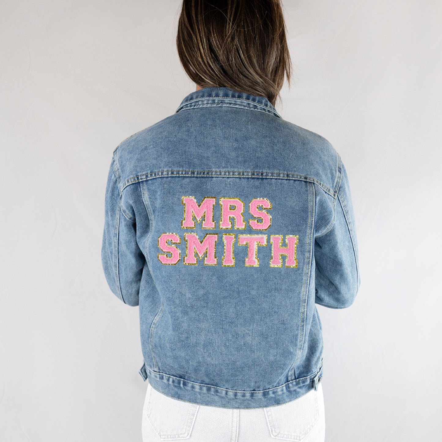 (Blue Denim) Blue Custom Bridal Jean Jacket