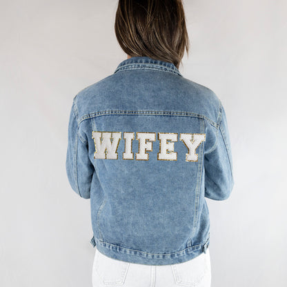 (Blue Denim) Blue Custom Bridal Jean Jacket