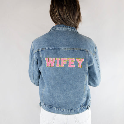 (Blue Denim) Blue Custom Bridal Jean Jacket