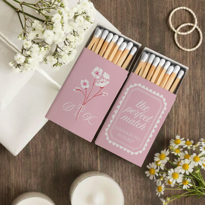 Pink Floral Initial Matchboxes (PK 10)