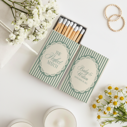 Green Lace Stripe Matchboxes (PK 11)