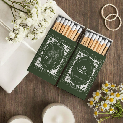 Green Vintage Stamp Matchboxes (PK 9)