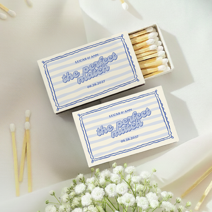 Blue Pastel Stripe Bubble Letter Matchboxes (PPP 57)