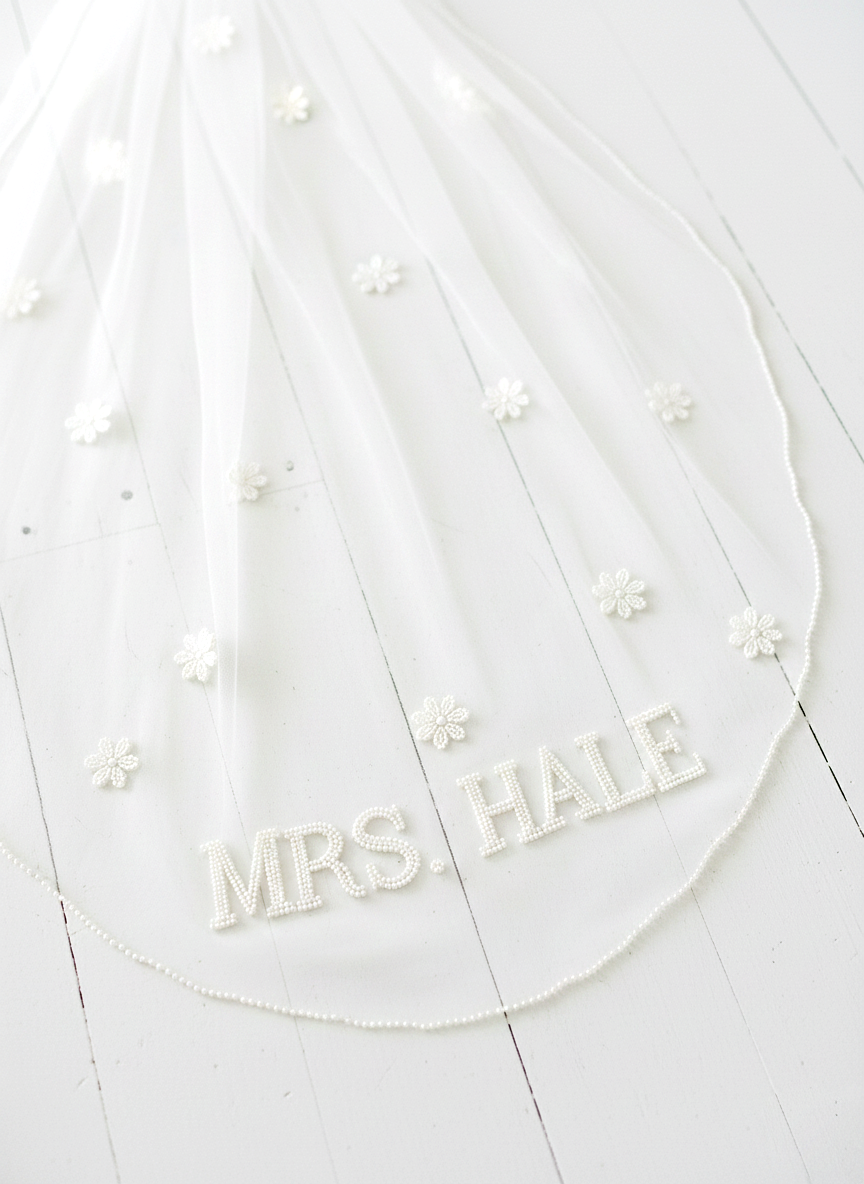 Beaded Bird Personalized Wedding Veil