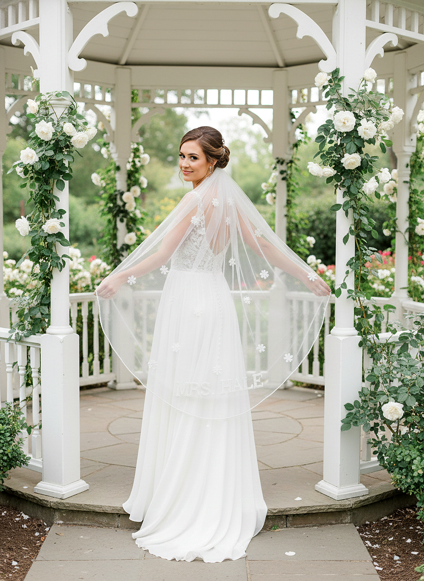 Beaded Bird Personalized Wedding Veil