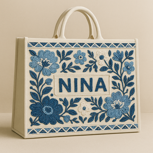 Floral Beaded Tote