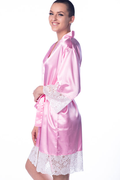 Custom Lace Bridal Satin Robe