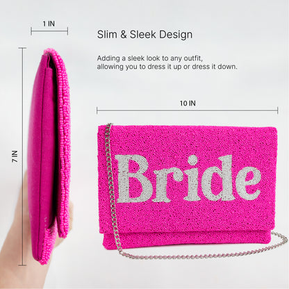 Pink Seed Bead Bride Clutch Purse