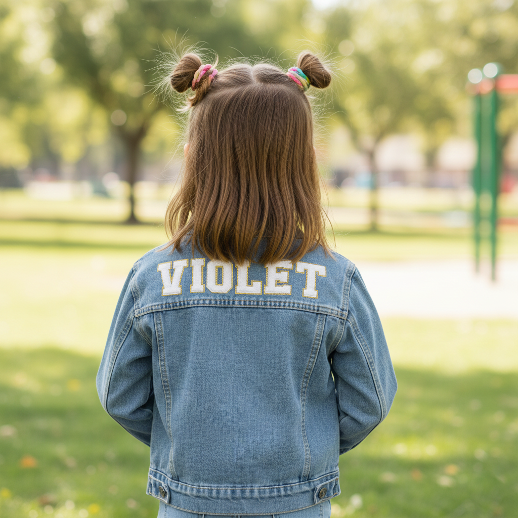 (Blue Denim) Custom Sports Denim Jacket with Patches