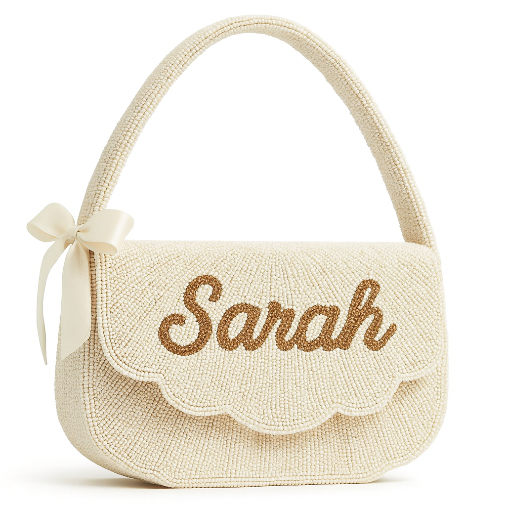 Custom Beaded Ribbon Shoulder Bag for Weddings