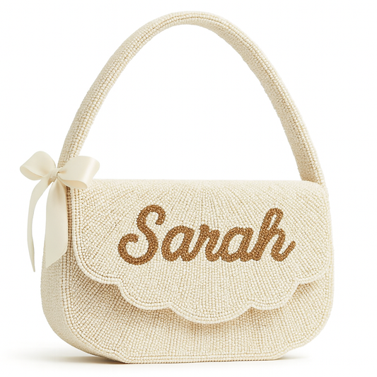 Custom Beaded Ribbon Shoulder Bag for Weddings