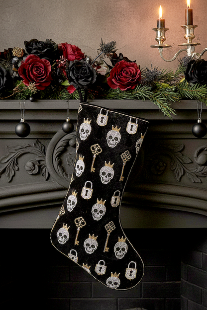 Beaded Nutcracker Skeleton Christmas Stocking